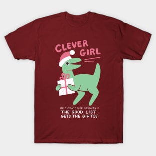 Clever Girl Christmas Dinosaur T-Shirt